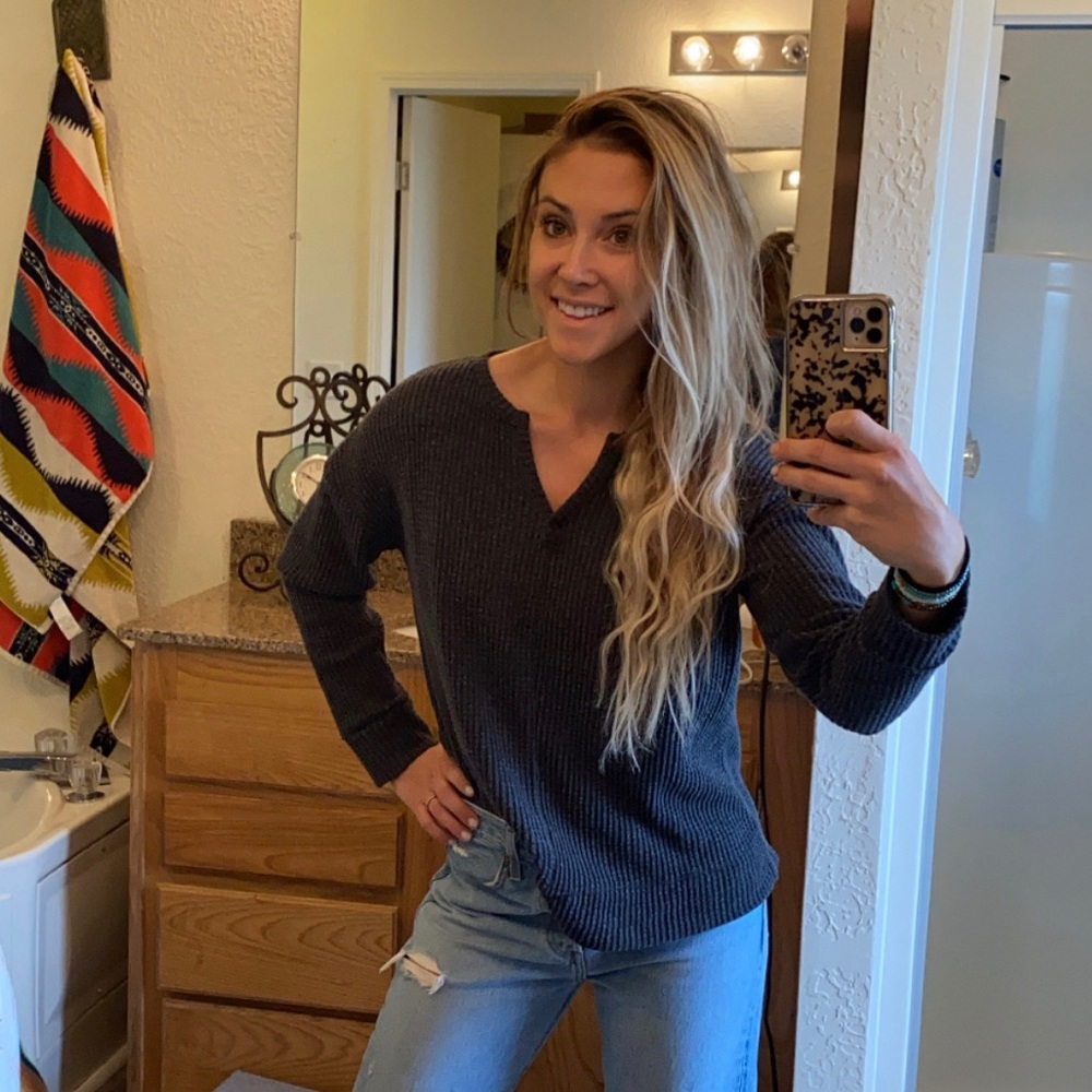 Z Supply WAFFLE THERMAL SPLIT NECK TOP